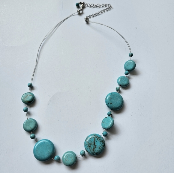 Blue Round Stone Dainty Necklace - Picture 1 of 2